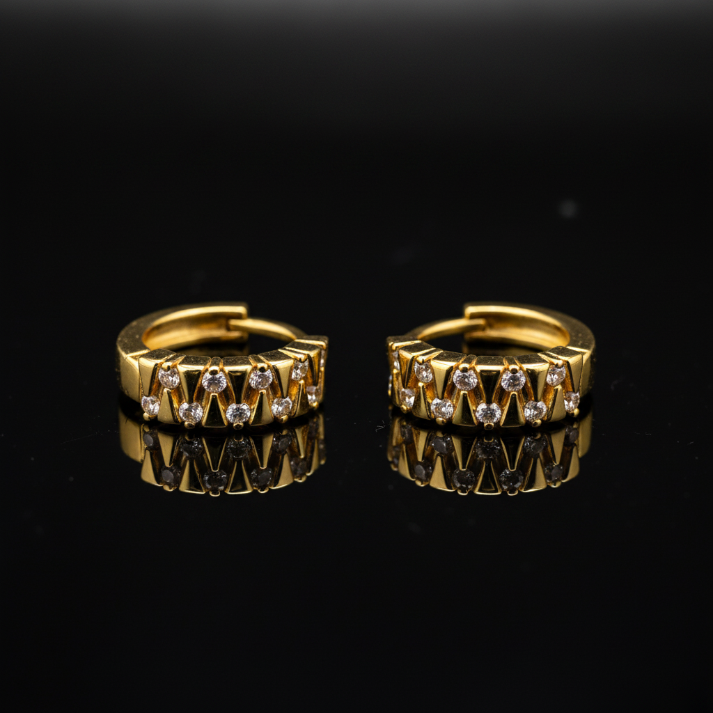 Elura Geometric Crystal Gold-Toned Huggie Hoop Earrings for Women