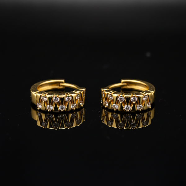 Elura Geometric Crystal Gold-Toned Huggie Hoop Earrings for Women