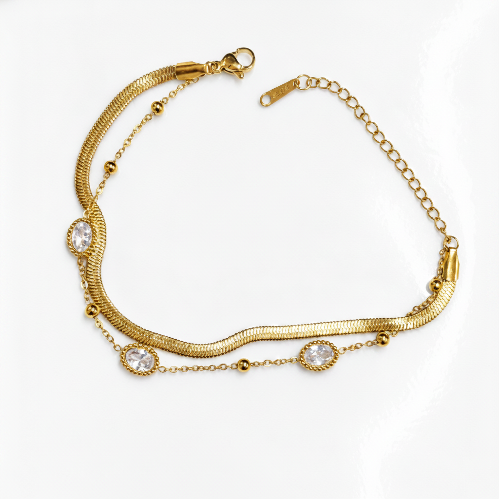 ELURA Premium Double Layer Oval Stone Bracelet