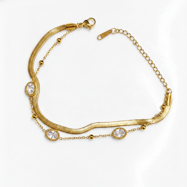 ELURA Premium Double Layer Oval Stone Bracelet