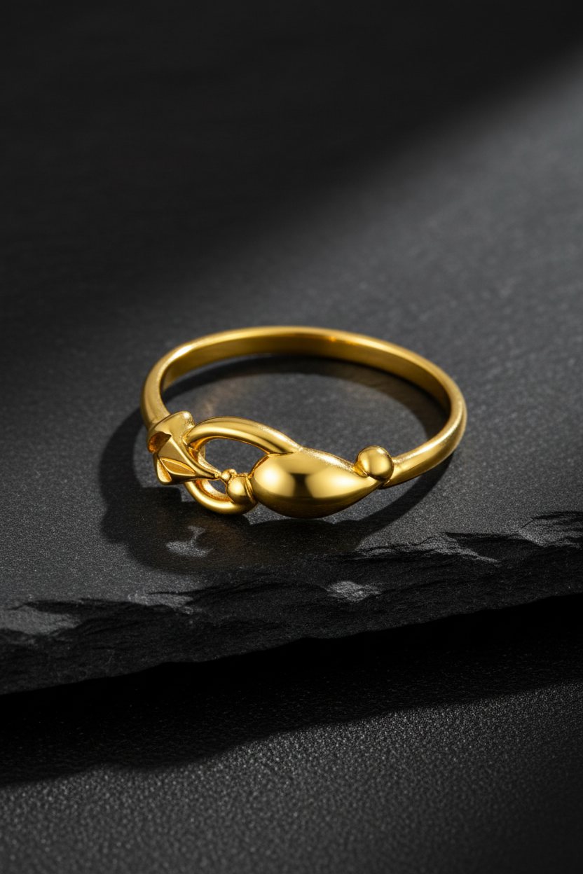 ELURA Elegant Gold Women’s Ring with Leaf & Loop Design