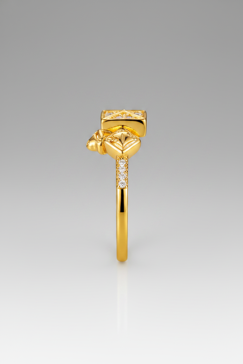 Elura Royal Geometric Diamond Accent Gold Ring for Women