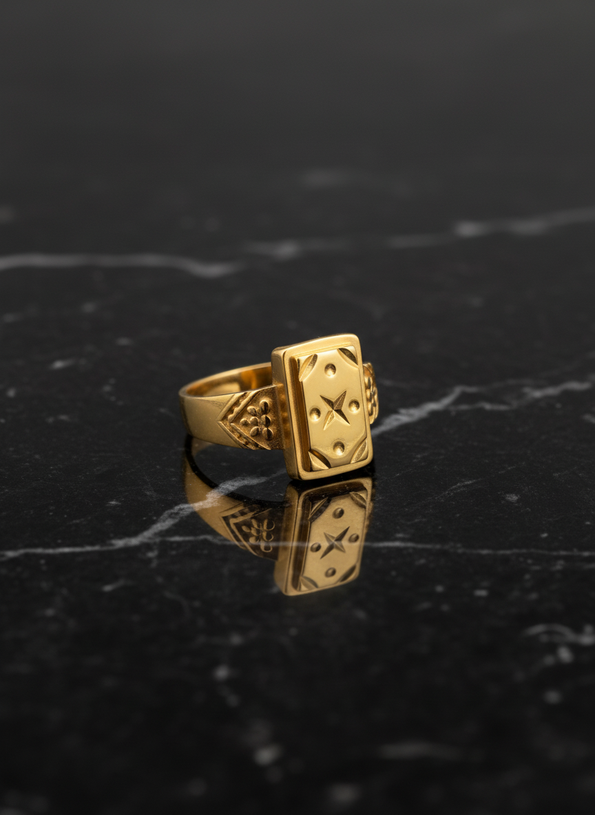 ELURA Luxury Men’s Ring with Star Engraved Rectangular Design