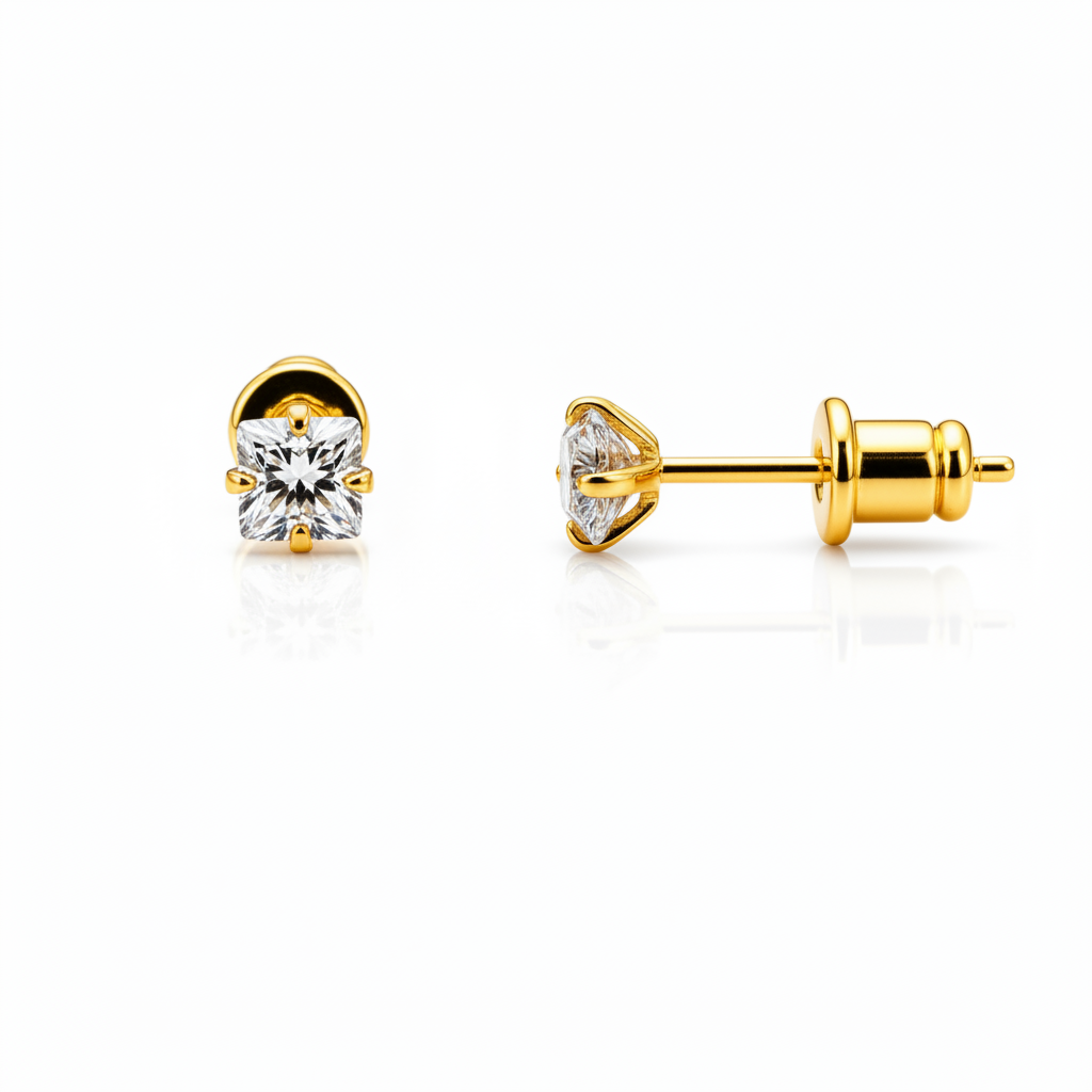 Elura Solitaire Crystal Gold-Toned Stud Earrings for Women