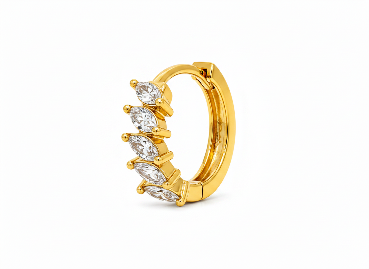 Elura Luxury Gold Plated Leaf Design Hoop Earrings for Women & Girls