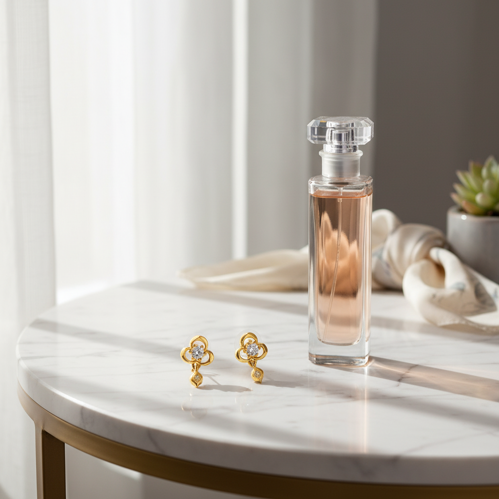 Elura Clover Crystal Drop Gold-Toned Stud Earrings for Women
