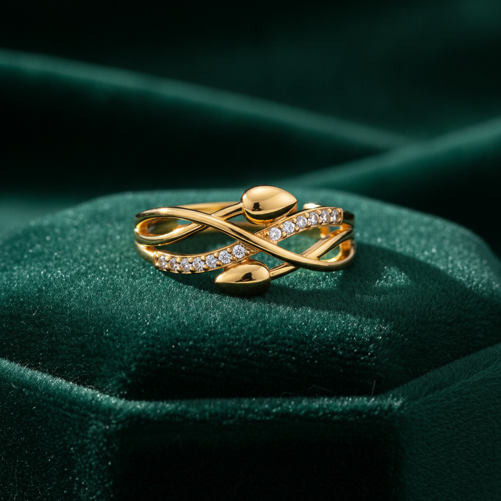 ELURA Infinity Leaf CZ Adjustable Ring for Women