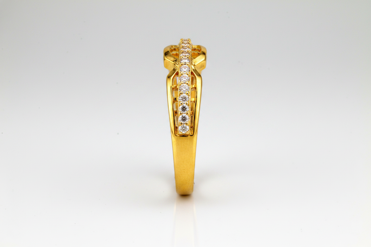 Elura Crystal Infinity Twist Gold Ring for Women
