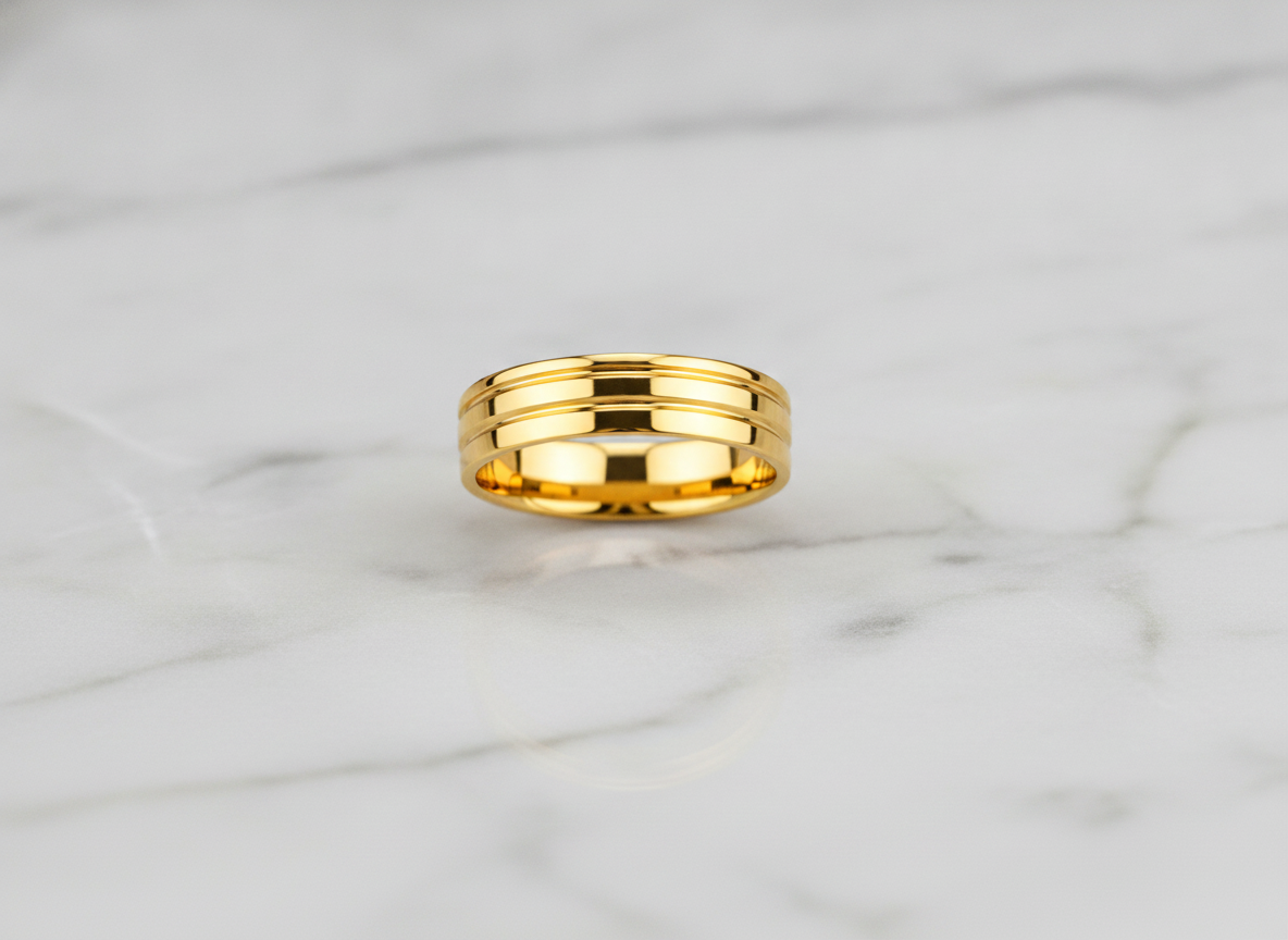 ELURA Elegant Plain Band Ring with Triple Line Design