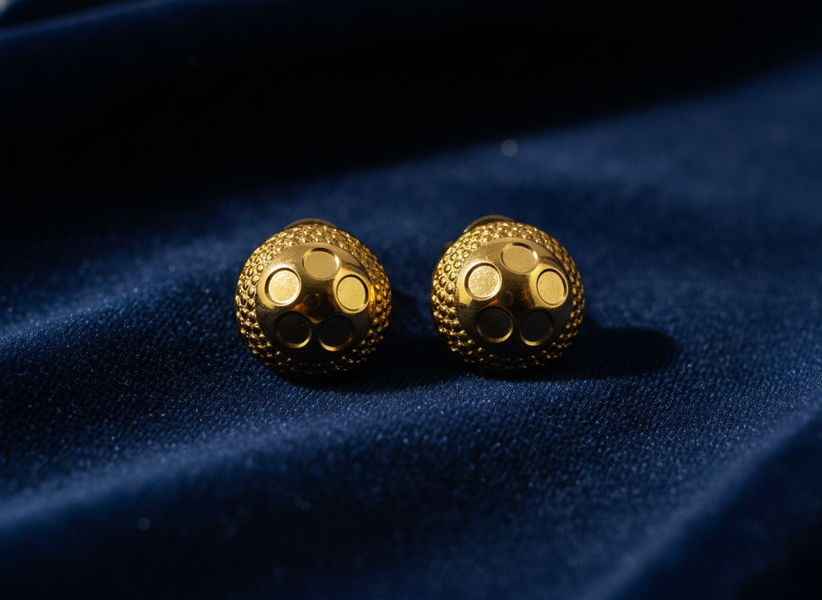 Elura Textured Gold-Toned Round Stud Earrings for Women