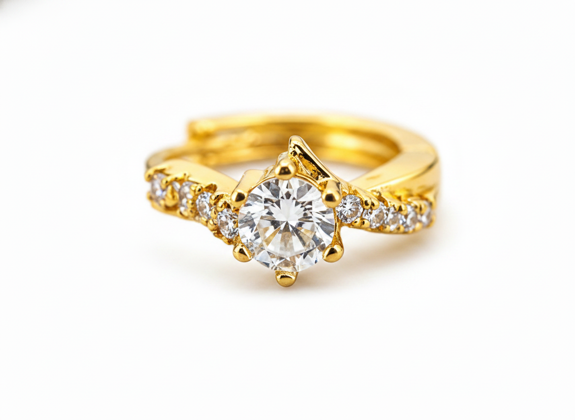 Elura Solitaire Crystal Gold-Toned Huggie Hoop Earrings for Women