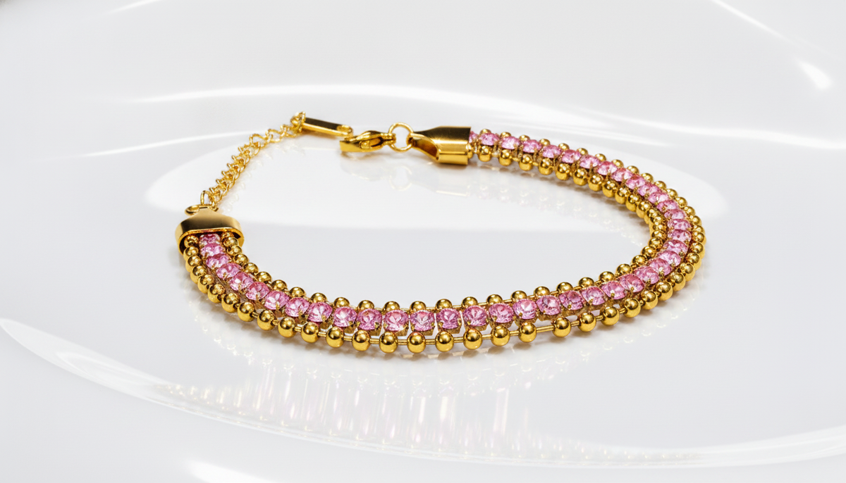 ELURA Designer Pink Cubic Zirconia Bracelet for Girls & Women