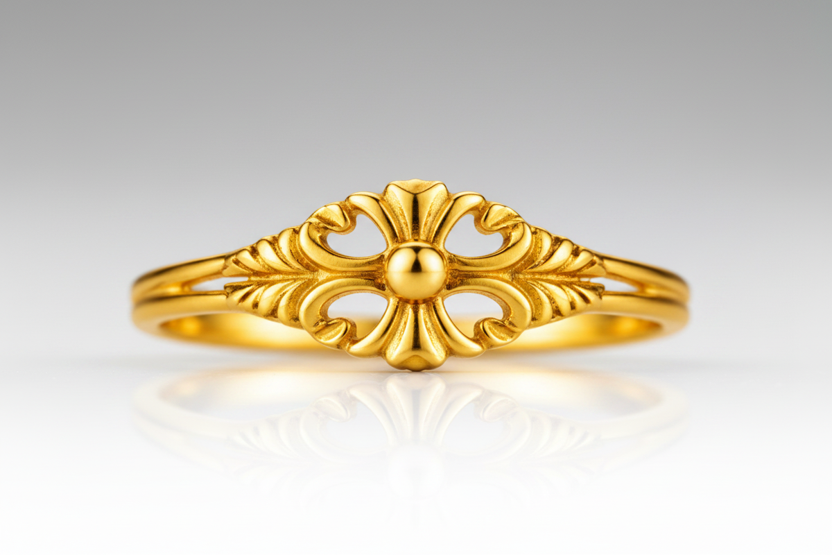 Elura Vintage Blossom Heart Ring