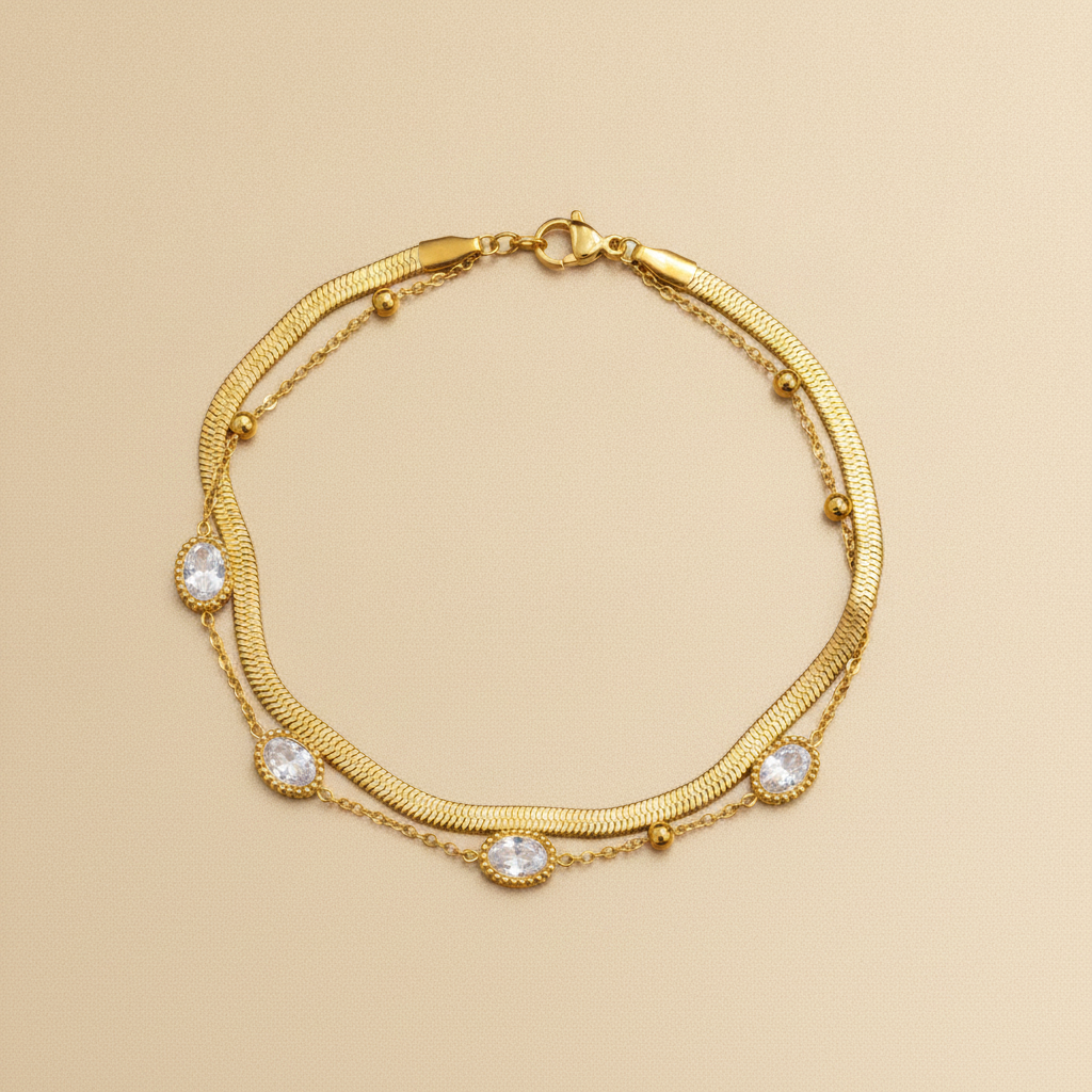 ELURA Premium Double Layer Oval Stone Bracelet