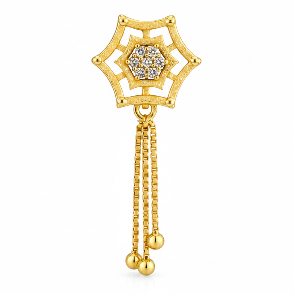 Elura Star Charm Tassel Crystal Earrings