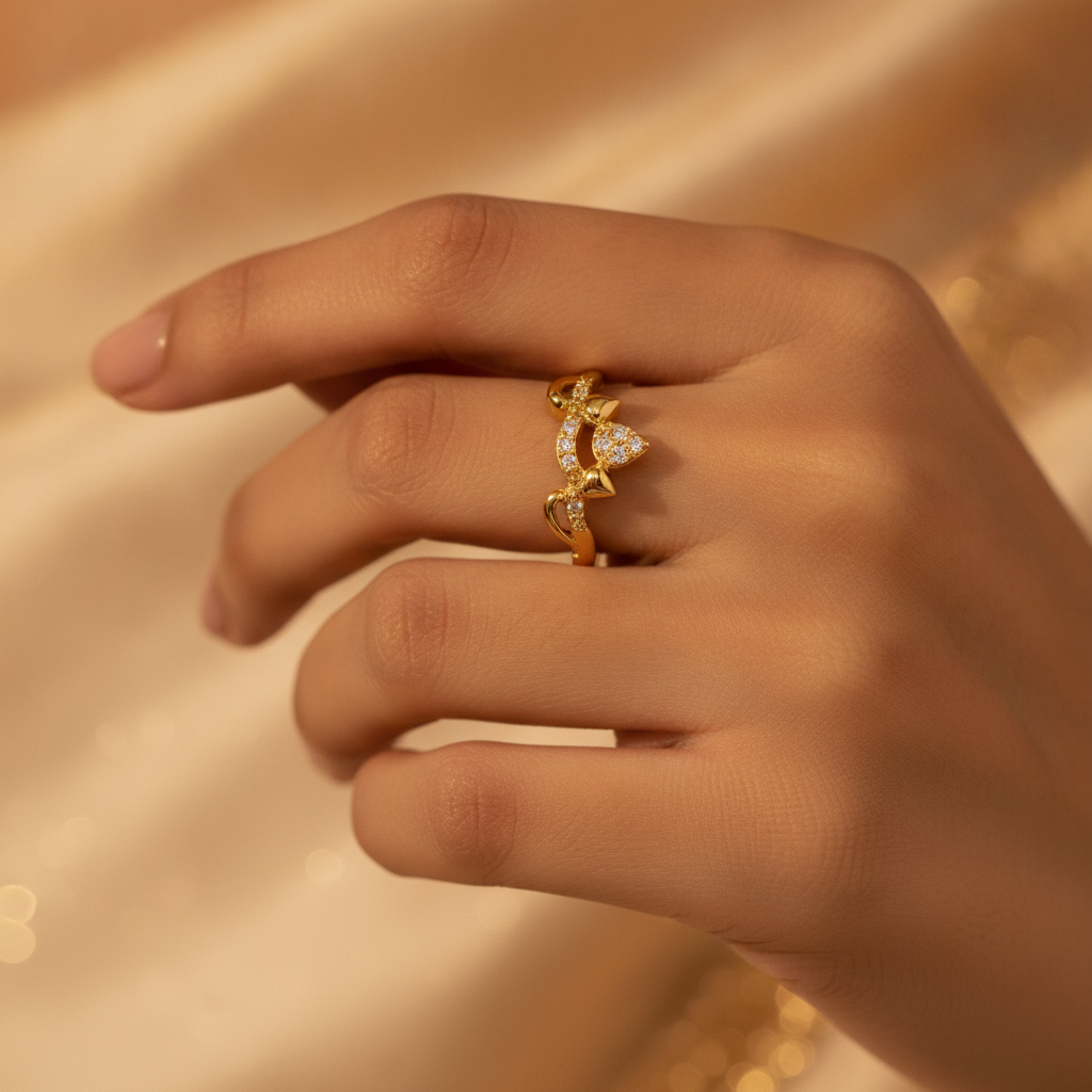 ELURA Deer Antler CZ Adjustable Ring for Women