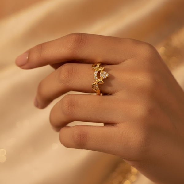 ELURA Deer Antler CZ Adjustable Ring for Women