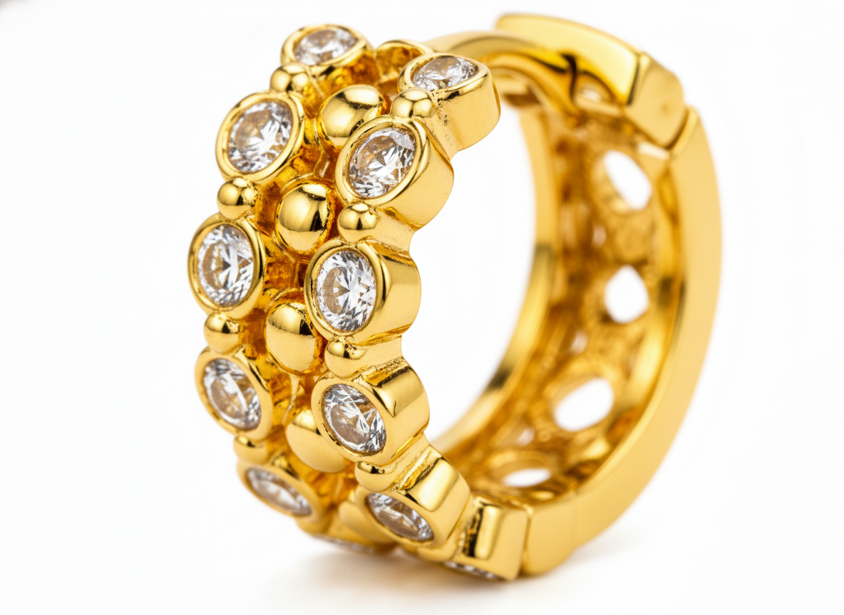 Elura Luxe Crystal Cluster Gold-Toned Huggie Hoop Earrings for Women