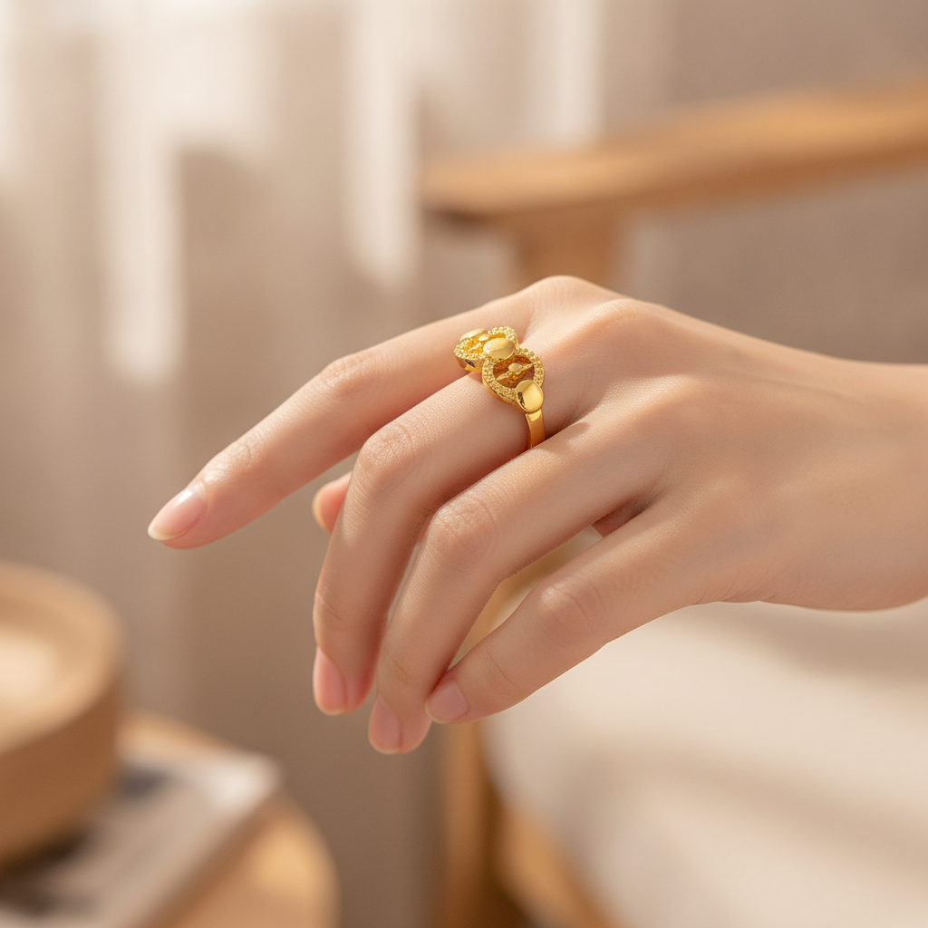 ELURA Elegant Twin Circle Heritage Adjustable Ring for Women