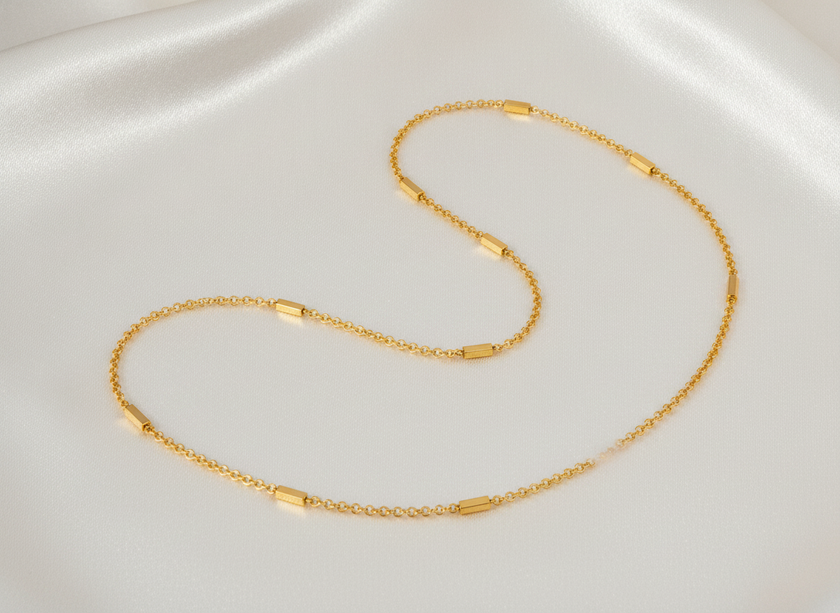 ELURA Minimalist Gold Link Chain with Bar For Unisex
