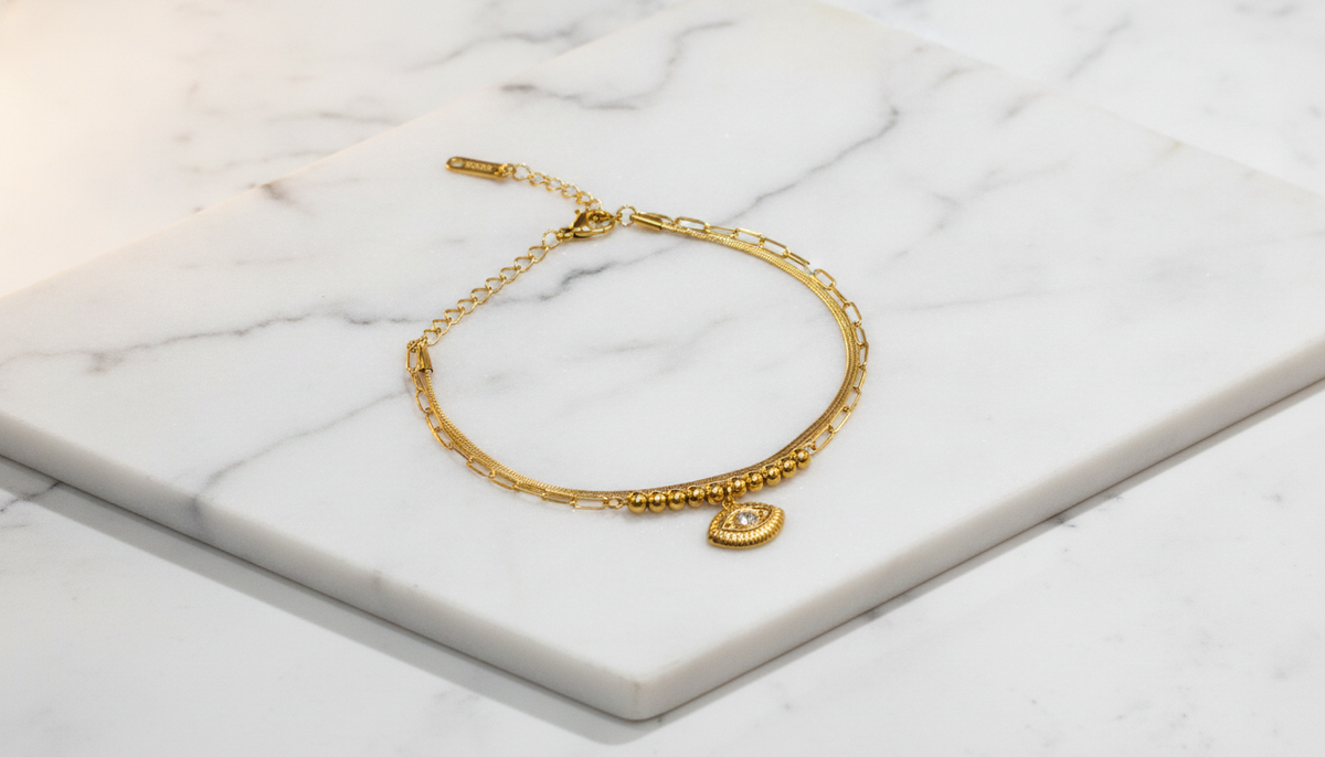 ELURA Trendy Double Layer Evil Eye Bracelet