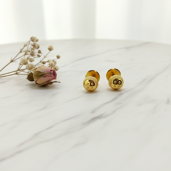 Elura Textured Round Gold-Toned Stud Earrings for Women