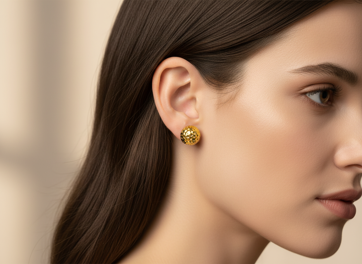Elura Geometric Textured Gold-Toned Stud Earrings for Women