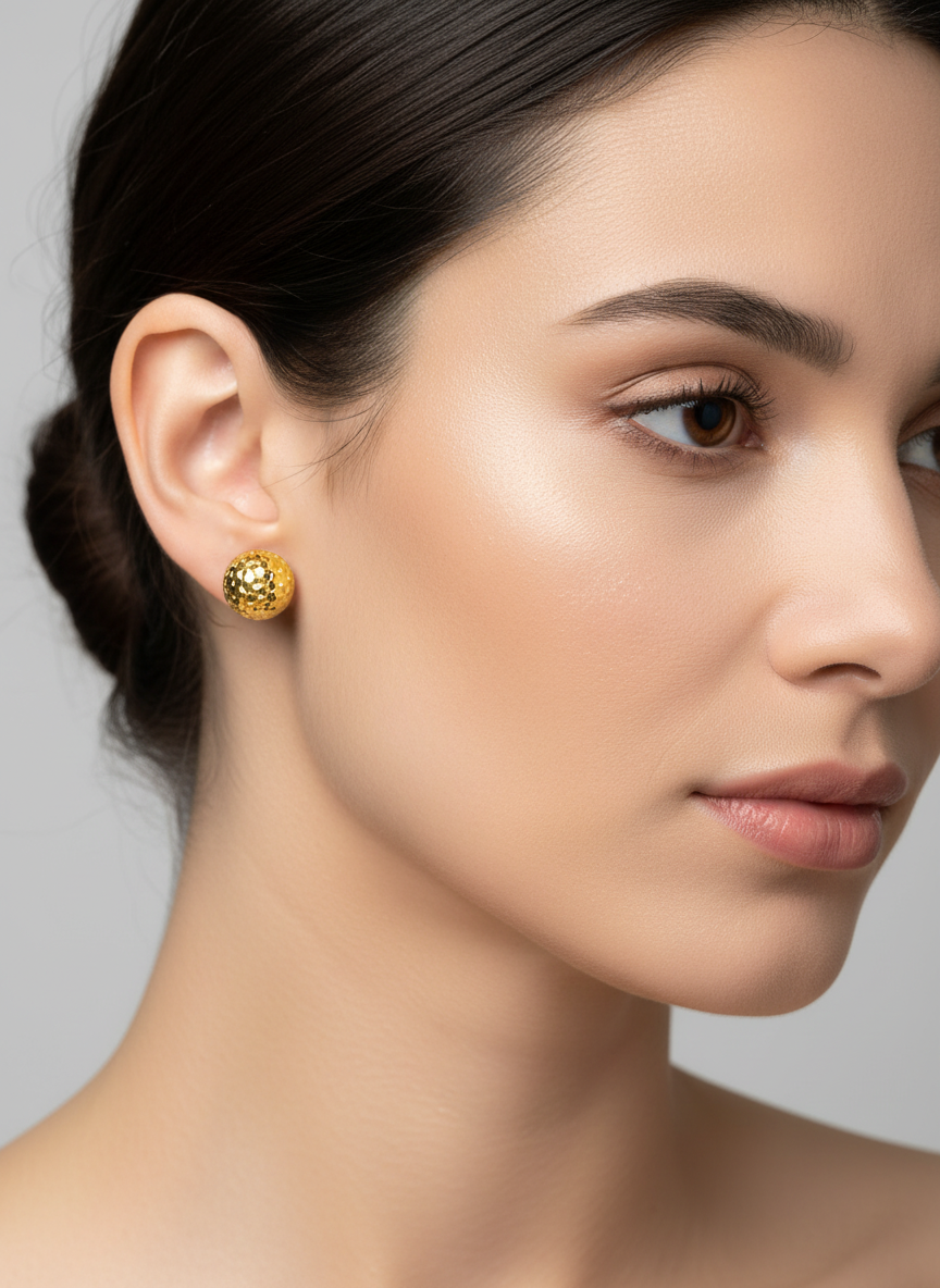 Elura Textured Dome Gold-Toned Stud Earrings for Women