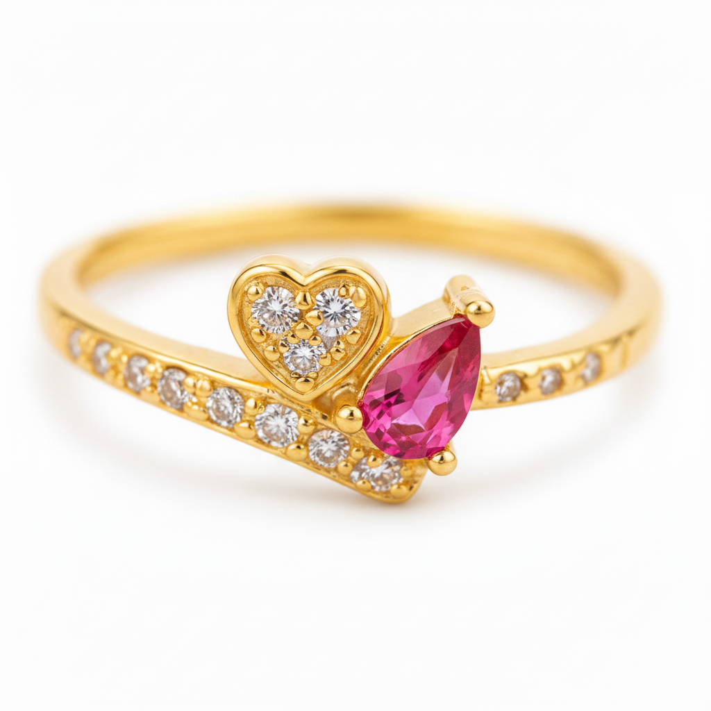 ELURA Romantic Heart & Pear Cut Ruby Stone Ring for Women