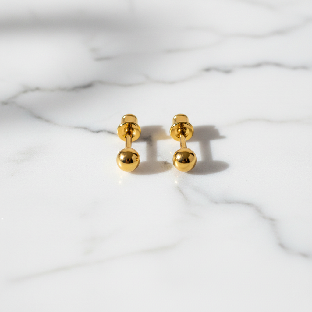 Elura Minimalist Gold-Toned Ball Stud Earrings for Women