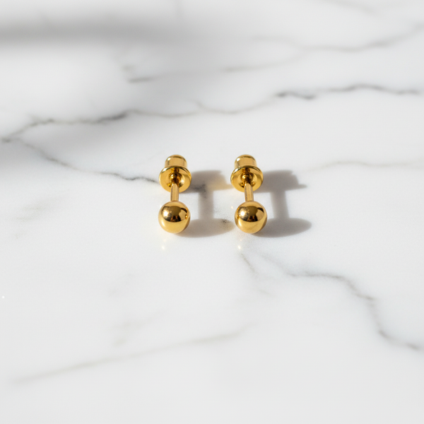Elura Minimalist Gold-Toned Ball Stud Earrings for Women