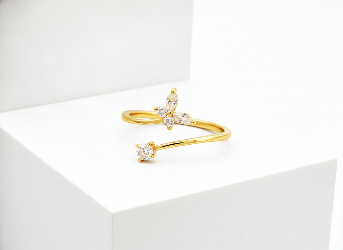 ELURA Bloom Spark CZ Open Ring for Women
