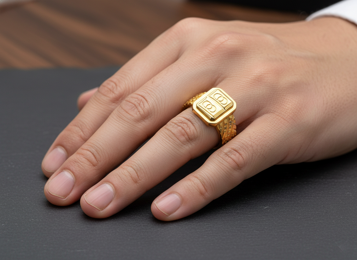ELURA Premium Men’s Ring with Rectangular Engraved Design