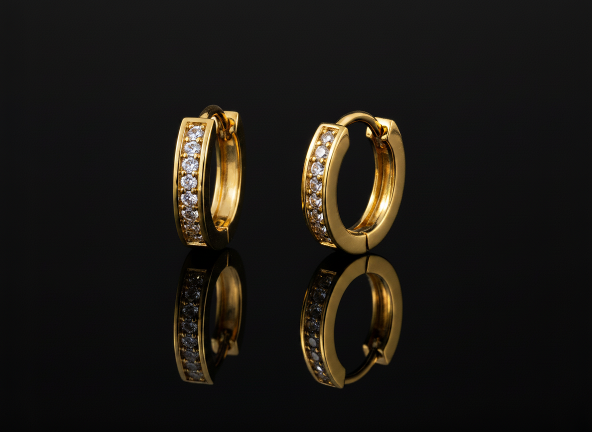 Elura Crystal Line Gold-Toned Hoop Earrings for Women