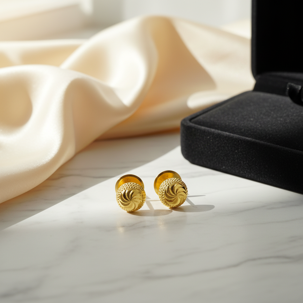 Elura Textured Gold-Toned Designer Stud Earrings for Women