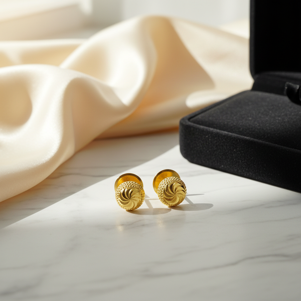 Elura Textured Gold-Toned Designer Stud Earrings for Women