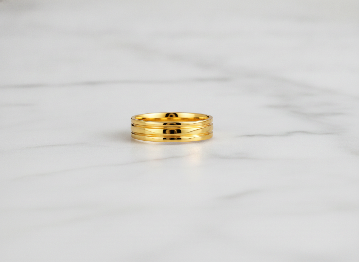 ELURA Elegant Plain Band Ring with Triple Line Design