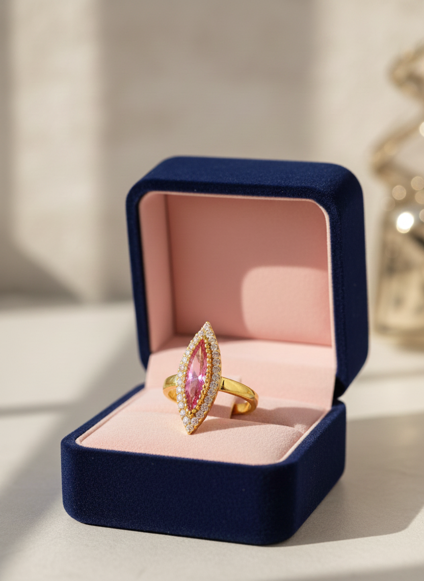 Elura Pink Royale Marquise Statement Ring