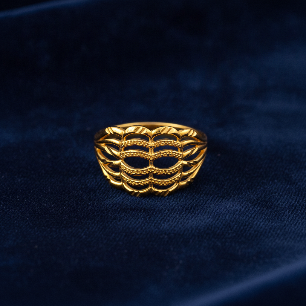 Elegant Wave Filigree Gold Plated Ring for Women