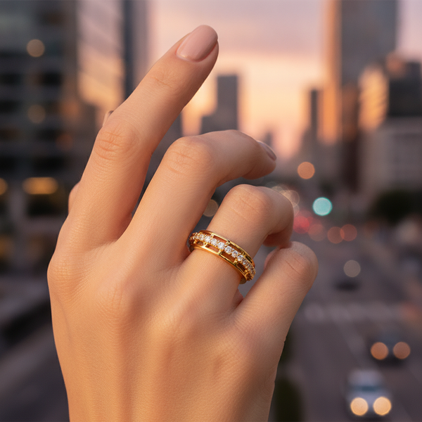 ELURA CZ Band Ring for Women With CZ Stone