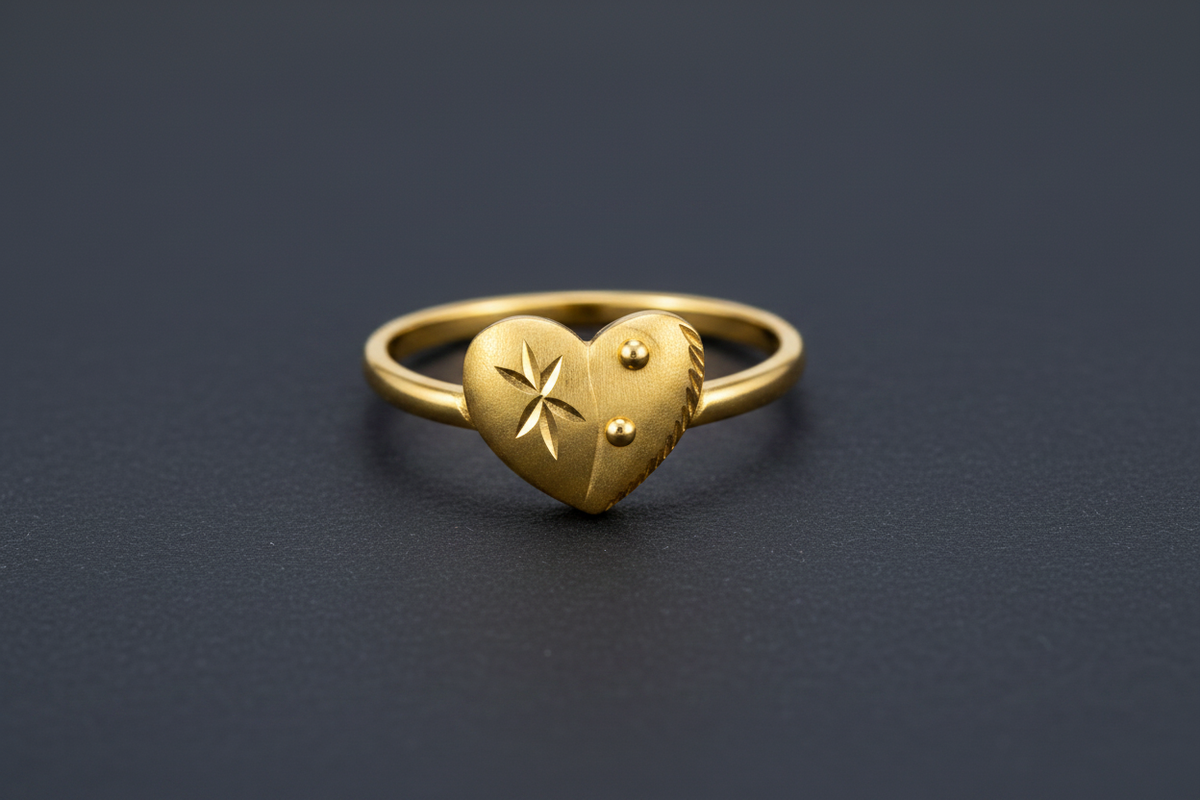 Elura Golden Heart Charm Ring