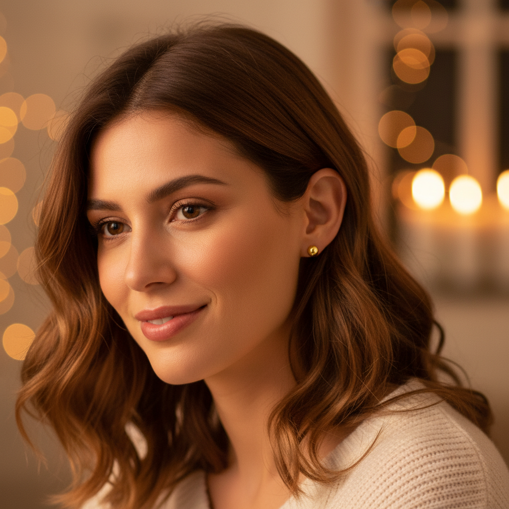 Elura Minimalist Gold-Toned Ball Stud Earrings for Women