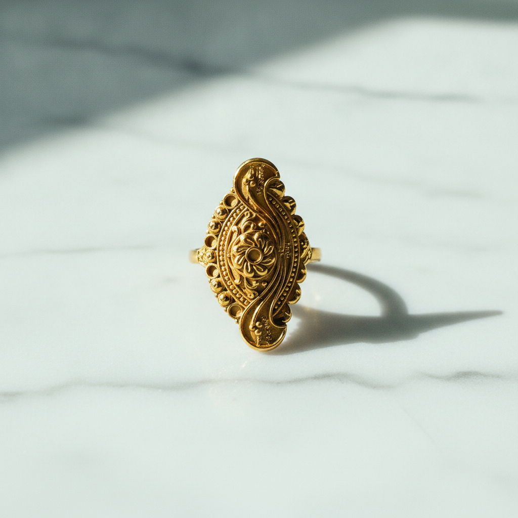 ELURA Traditional Floral Filigree Adjustable Ring for Women