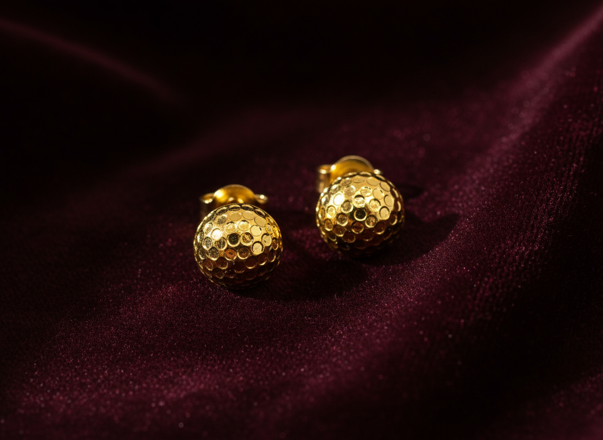 Elura Textured Dome Gold-Toned Stud Earrings for Women