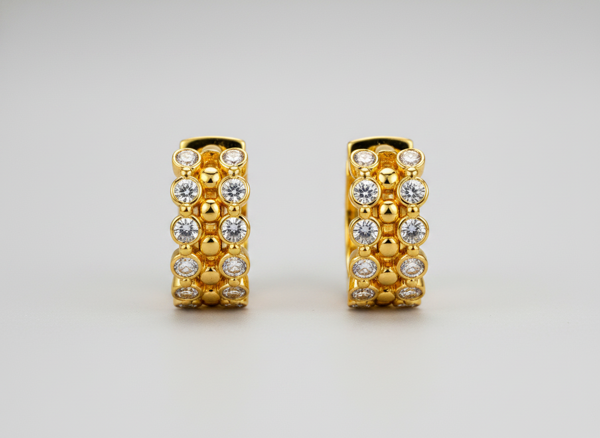 Elura Luxe Crystal Cluster Gold-Toned Huggie Hoop Earrings for Women