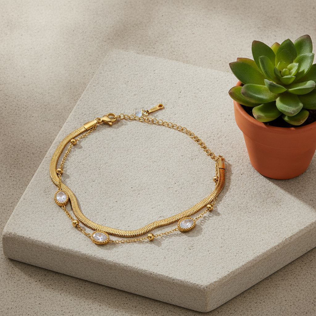 ELURA Premium Double Layer Oval Stone Bracelet