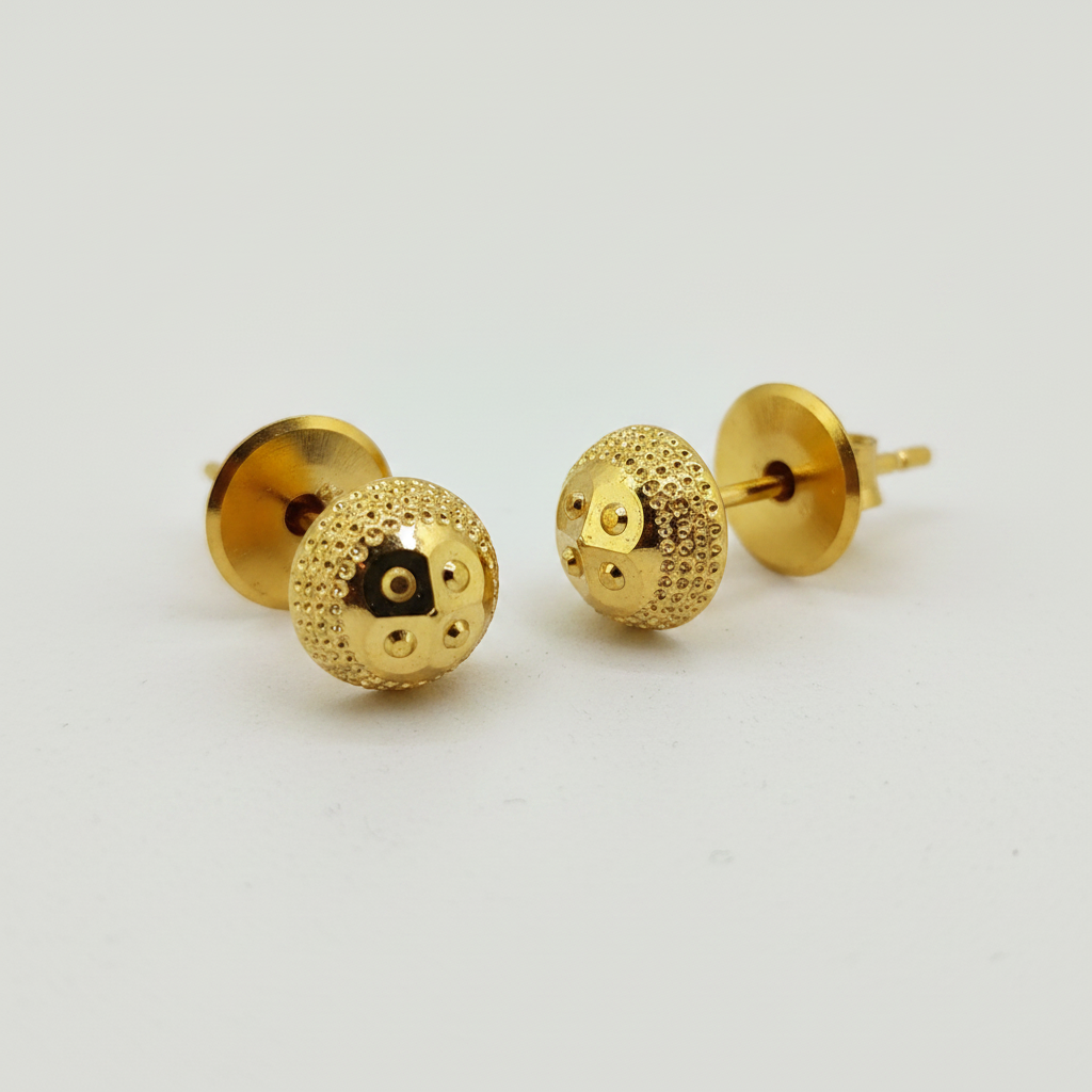 Elura Textured Round Gold-Toned Stud Earrings for Women