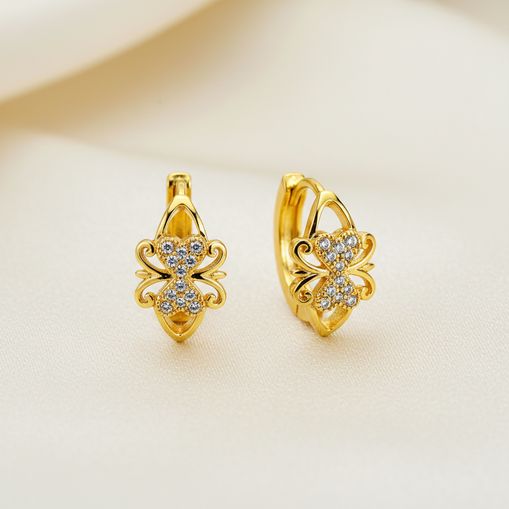 Elura Floral Crystal Gold-Toned Hoop Earrings for Women
