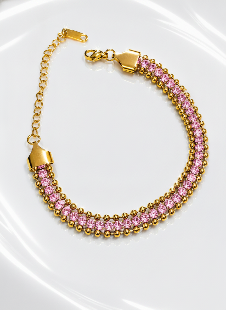 ELURA Designer Pink Cubic Zirconia Bracelet for Girls & Women