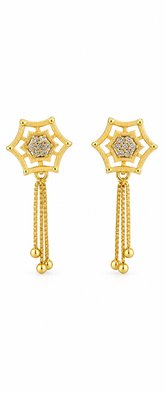 Elura Star Charm Tassel Crystal Earrings